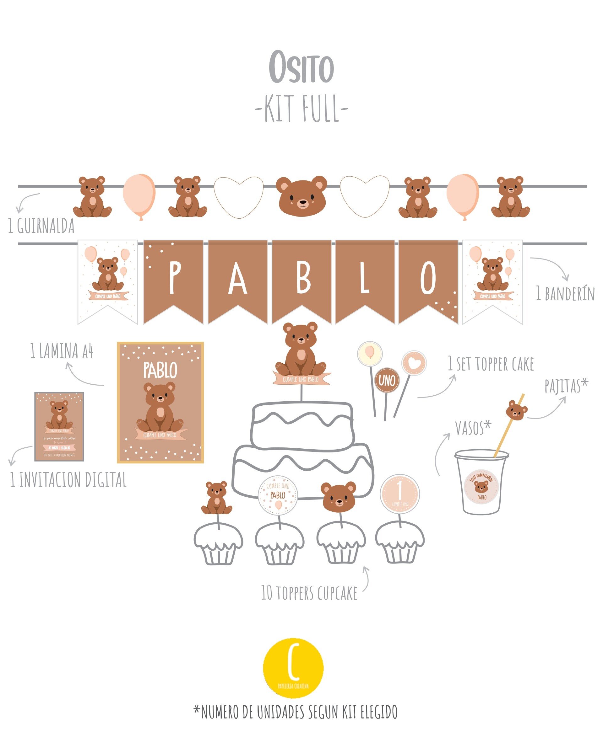 Kit decorativo Osito - 2