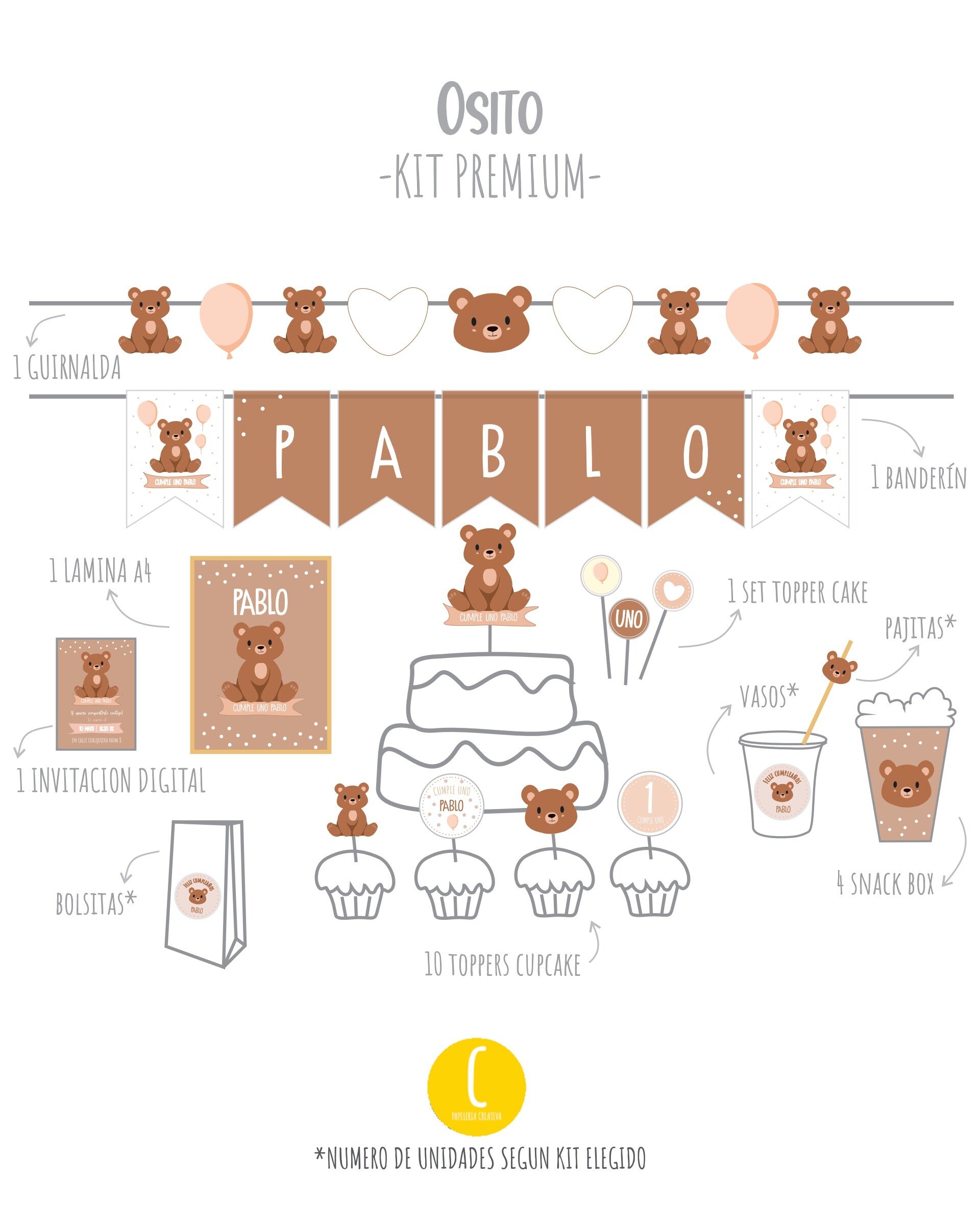 Kit decorativo Osito - 3